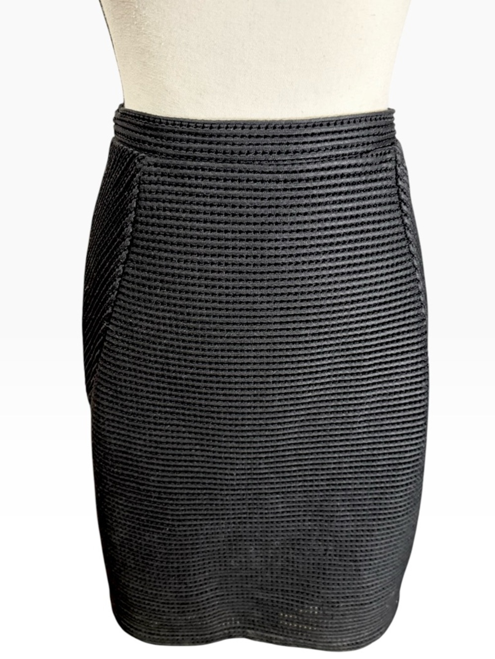 REISS Black Textured Pencil Skirt